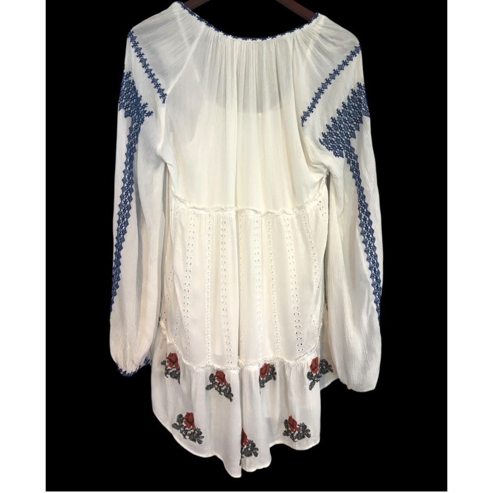 FREE PEOPLE Wild Horses Embroidered Ivory Loose Fit Mini Dress EUC - Picture 8 of 9